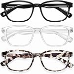 Okany Blue Light Glasses for Kids 3 Pack Anti Glare & Eye Strain Glasses Computer TV Phone Tablets UV Protection Glasses for Kids Boys Girls Age 3-10 (Black + Transparent + Leopard)