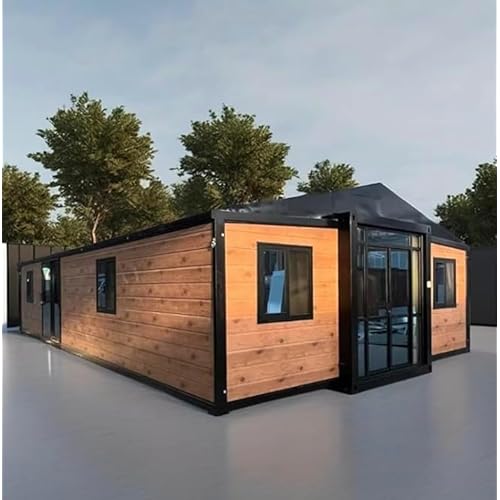 Prefab Tiny Home for Sale, Modular Expandable Container House to Live in for Adults, 20ft Mobile Portable Foldable 2 Bedroom Prefabricated Tiny House with Fully Equiped Bathroom & Kitchen