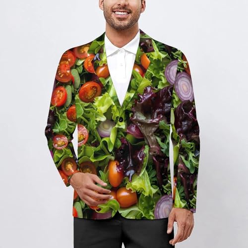 Vegetable Salad Men's Classic Fit Suit Two Button Novelty Printed Casual Stylish Blazer2