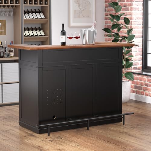 Image of GDLF 63.1 inch Home Bar Cabinet with Fridge Space, U-Shape Liquor Mini Bar | U-Shaped Design with Wine Storage, Glass Rack, Spacious Countertop for Cocktail Prep, and Elegant Liquor Display