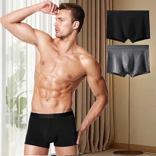 2 x Herren-Slips, Herren-Sportunterwäsche für weichen Komfort und Atmungsaktivität, Grau/Schwarz, XX-Large