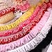 GXTIZAS Lace Ruffle Ribbon Double-Layer Pleated Chiffon 6cm Wide Lace Elastic Trim Wrinkle-Free Boxed for DIY Sewing, Clothing, Pillowcase Decoration(5yards Pink)