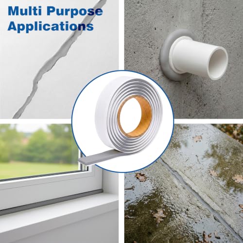 Image of U0U Gery Moldable Silicone Putty,5mm Waterproof Multi Purpose Butyl Seal Putty Tape,Plumbers Duct Seal Putty for Sink Drain Gap Wall Repair