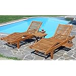 ALEOS Teak Sonnenliegen JAV-Cozy 2er-Set mit Tisch