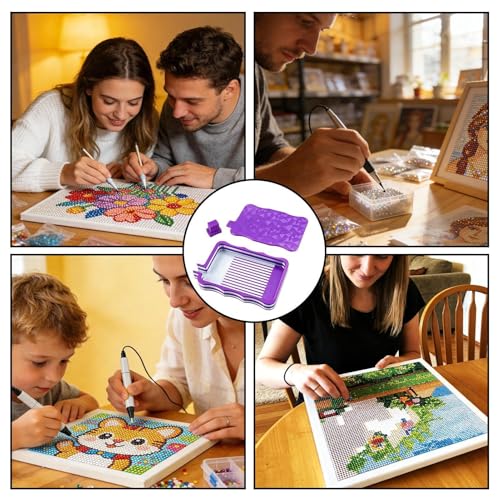 Bandeja de diamantes de imitación para organizar pintura artística y manualidades en el escritorio 5