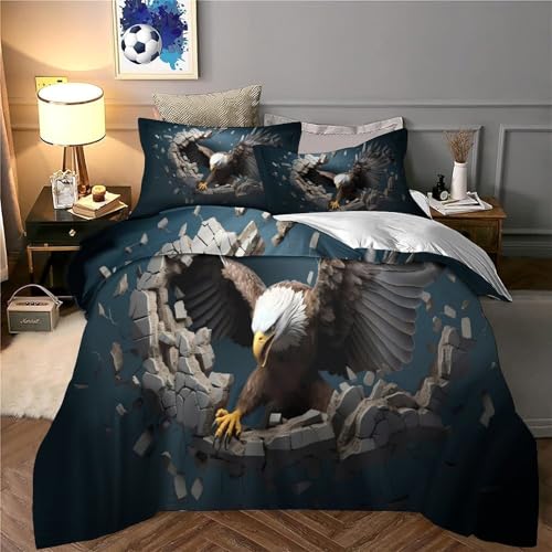 Housse de couette aigle 3D parure de lit microfibre luxe 140x200 - 6
