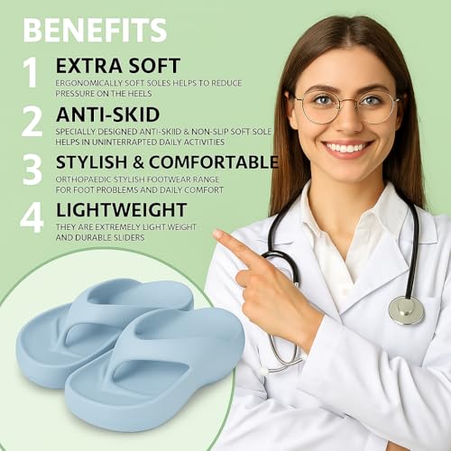 Image of ORTHO JOY Orthopedic Slippers for Women | Comfortable EVA Flip-Flops with Arch & Heel Support | Anti-Skid Lightweight Slides for Foot Pain Relief - Ideal for Indoor & Outdoor Use