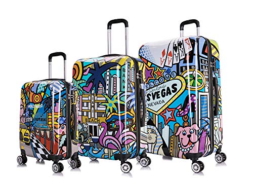 InUSA Cities Print Luggage Set (20/24/28in) Spinner Wheels