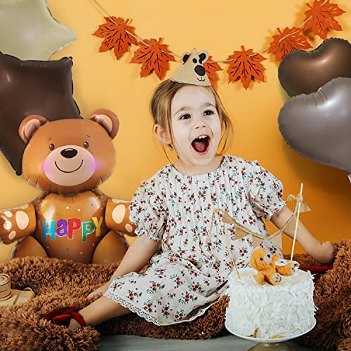 Blingabc Bear Balloons Teddy Party Decorations, 14Pack 23Inch 3D Teddy Bear Foil Balloons With Heart Star Helium Balloons For Bear Theme Birthday Wedding Baby Shower Party Supplies #TOP3