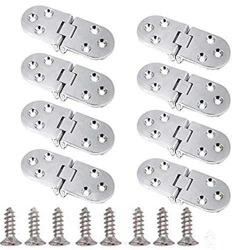 Eforlike 8 Pcs Zinc Alloy Sewing Machine Table Folding Flip Top Hinges (Silver)