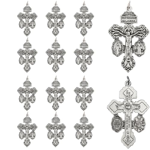 Brilucky 12 Pcs Pardon Crucifix for Rosary Making Supplies,Rosary Crosses Parts St Benedict Medal Rosaries Catholic Bulk,La Cruz Del Perdon Catolica,Crucifijo Del Perdon,Rosarios Catolicos
