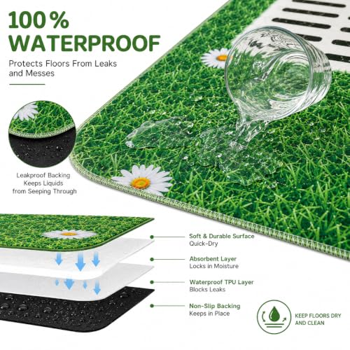 Image of Aitmexcn Washable Pee Pads for Dogs, 2 Pack Super Absorbent Reusable Puppy Pads, Lawn Design Reusable Dog Pads for Potty Tranning, Whelping, Playpen, Crate, Bed - 31 inchx36 inch - Green