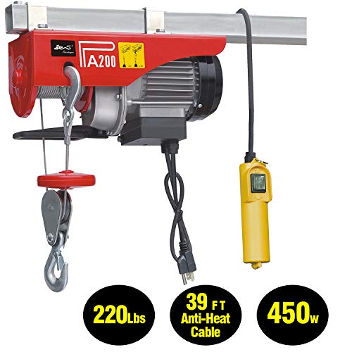 EVERDRAGON 440 LBS Power Lift Electric Hoist, Overhead Crane Commercial Industrial Chain Remote