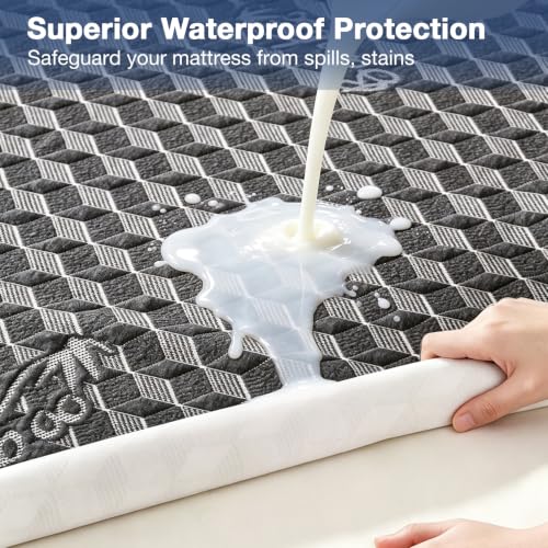 Image of Twin XL Waterproof Mattress Protector Washable Mattress Padded Cover Rayon Bamboo Fitted Bed Protection Noiseless Plastic Back School Bed Pad Deep Pocket Up 18 inch Soft&Breathable for College Dorm