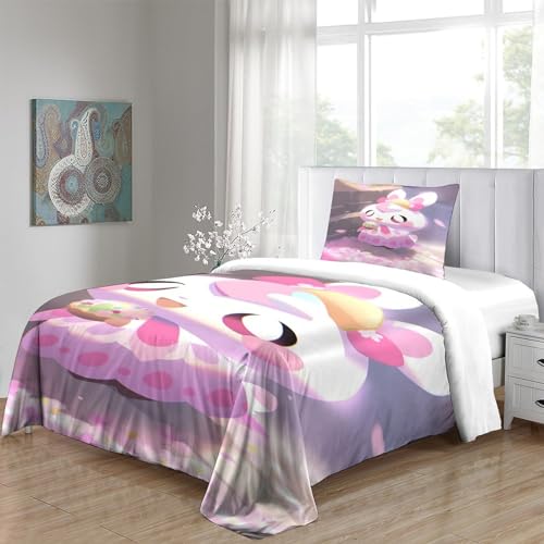 Housses de couettes lapin rose IOFEER parure 3 pièces 135x200cm - 5