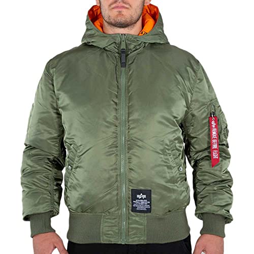 ALPHA INDUSTRIES Hooded Puffer FD Rev. Bomberjacke für Herren Sage/Orange