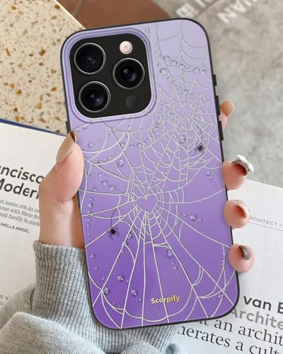 Coque MagSafe iPhone 16 Pro violette pailletée SCORPIFY protection araignée