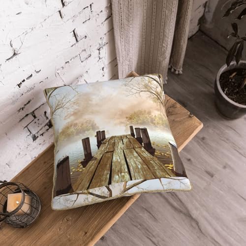 Housse de coussin en velours feuilles mortes confortable chambre lit - 8