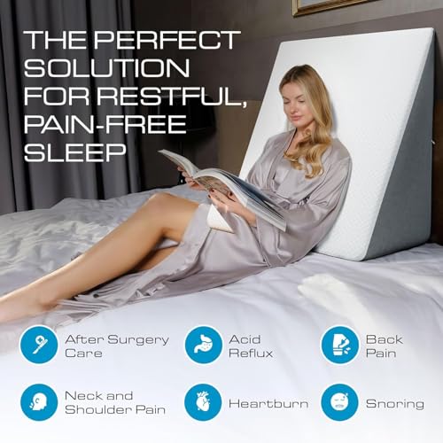 Image of Wedge Pillow, Bed Wedge Pillow for Sleeping & Resting, Cooling Memory Foam Incline Pillow for Adults Seniors, Back Support and Leg Elevation