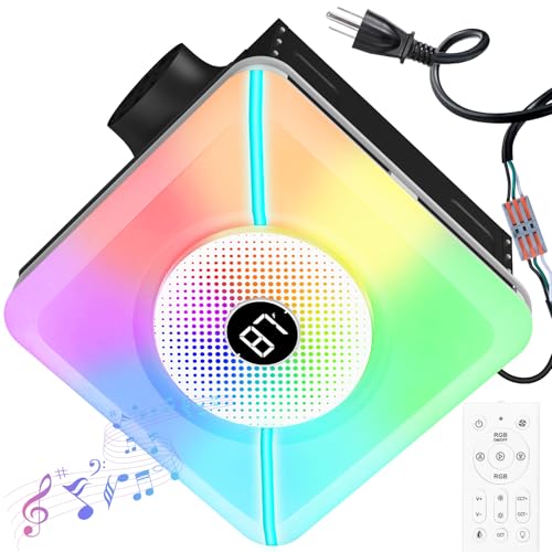 Bullro Bathroom Exhaust Fan with Bluetooth Speaker & Light
