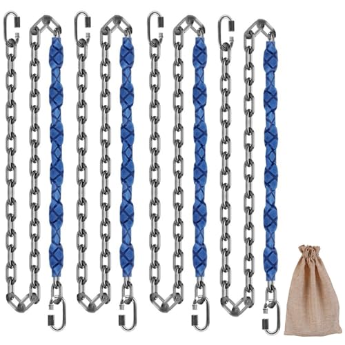 Image of 4 Stainless Steel Chains (84 inch) Swing Chains, Heavy Duty Swing Hardware,4 Quick Connection Buckles, Indoor and Outdoor Playground Swings, Hammocks, Sandbags, 1000 lb Capacity Blue