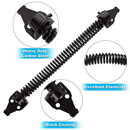 LOLYSIC 14 Inch Gate Spring Closer for Wooden Gate, Adjustable Garden Gate Closer Self Closing Door Spring with Fittings, Heavy Duty Outdoor Gate Return Spring Closer for Fence Gate Door, Black - Image 2