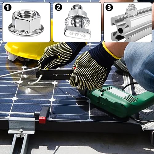 XSHAO® 24 Stück Hammerkopfschrauben m8x20 Edelstahl A2-70, Hammerkopfschrauben m8 mit 24 Stück Flanschmuttern m8 für PV Solar Montageschienen Gewächshaus und Photovoltaik