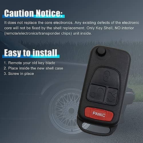 Carcasa de llavero remoto de 4 botones con mecanismo plegable resistente para Benz E66 6