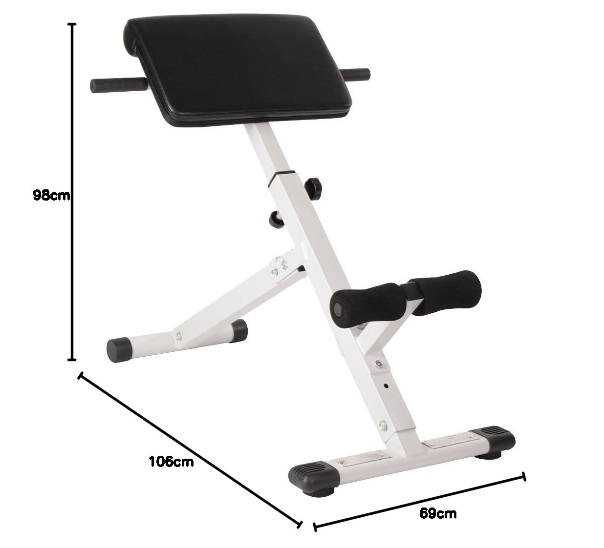 Physionics® Panca Romana - per l'allenamento Posteriore, Addominali e Glutei, Pieghevole e Regolabile (4 Livelli), Max. 120 kg - Estensione del Tronco in Banca, Iperestensioni