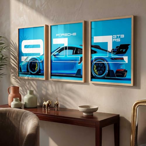 Image of kotart Big Sports Car Framed Posters Gift Items for Boys Room Wall Decoration Bedroom Living Room Office Studio Decor | Car Poster Frame for Wall Decor Set Of 3 Size (10 X 13 inch)