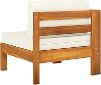 Vista 5 de vidaXL Sofá de patio de 3 plazas de madera de acacia maciza con cojines, juego de salón al aire libre