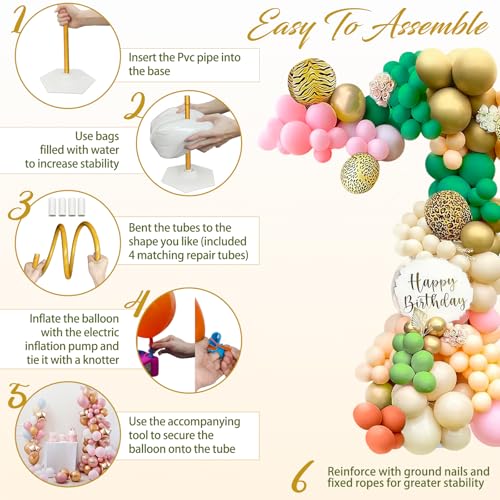 Image of OurWarm Balloon Arch Kit with Balloon Pump Electric, 8.2FT & 5FT Gold Half Balloon Arch Stand with Base, Free Bending Arch Frame Backdrop for Wedding Birthday Party Baby Shower Graduation Decoration