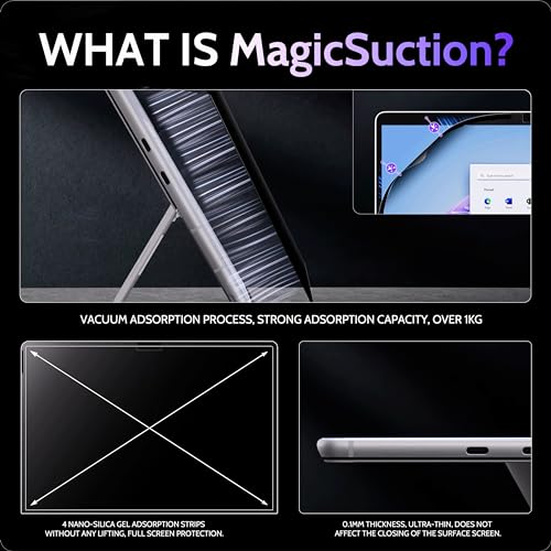 Image of Peslv Privacy Screen for 13 Inch Surface Pro 11 /10 /9 /8 /X, MagicSuction Removable Anti Spy Black Protector, Glare Blue Light Filter for Microsoft Laptop Computer Monitor