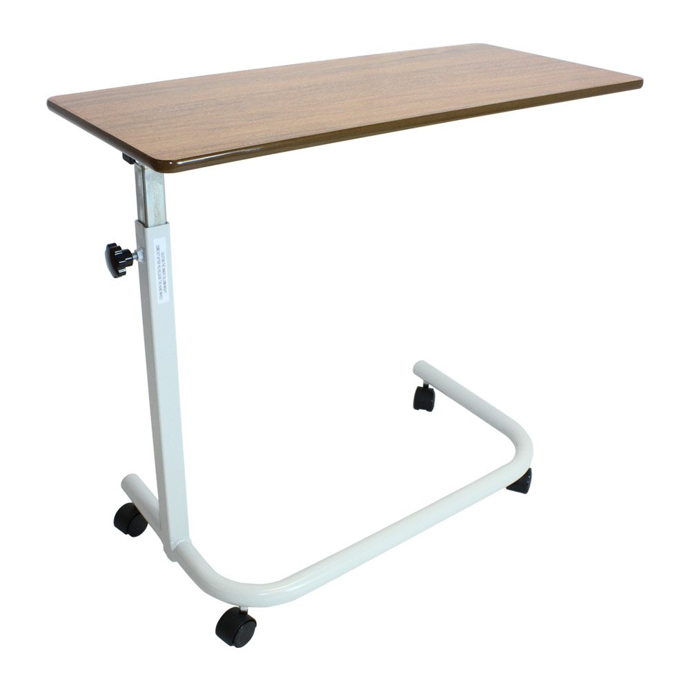 NRS Healthcare Height Adjustable Over Bed Table, Brown