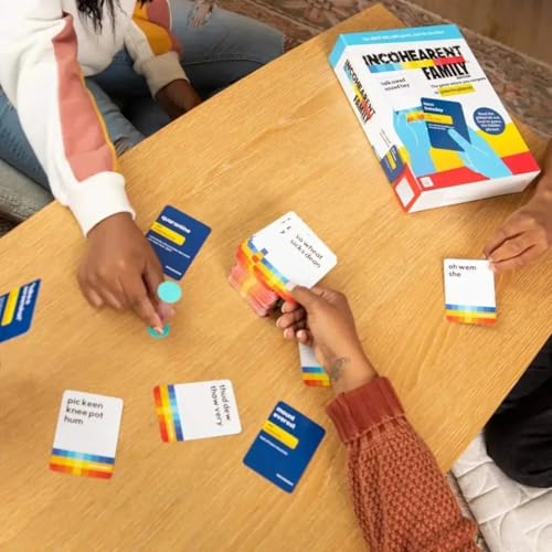 Image of Tickles Incohearent Family Edition Gibberish Guessing Card Game | 400 Cards with Sand Timer | Hilarious Party & Friends Night Game (Ages: 12+ Years, Players: 2+)