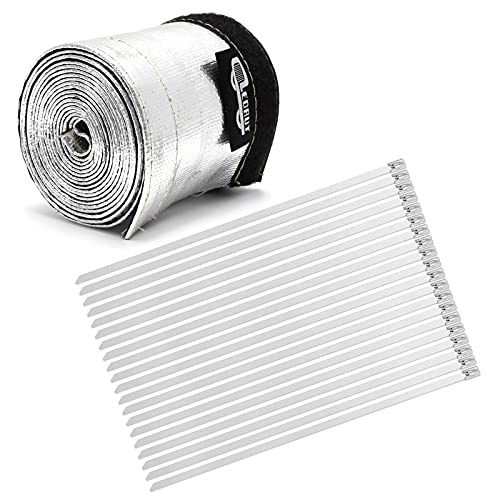 Exhaust Wrap Uxcell Heat Shroud Aluminized Sleeving 7/8" ID X 5.9FT Aluminum High Heat Paint - Foto 2