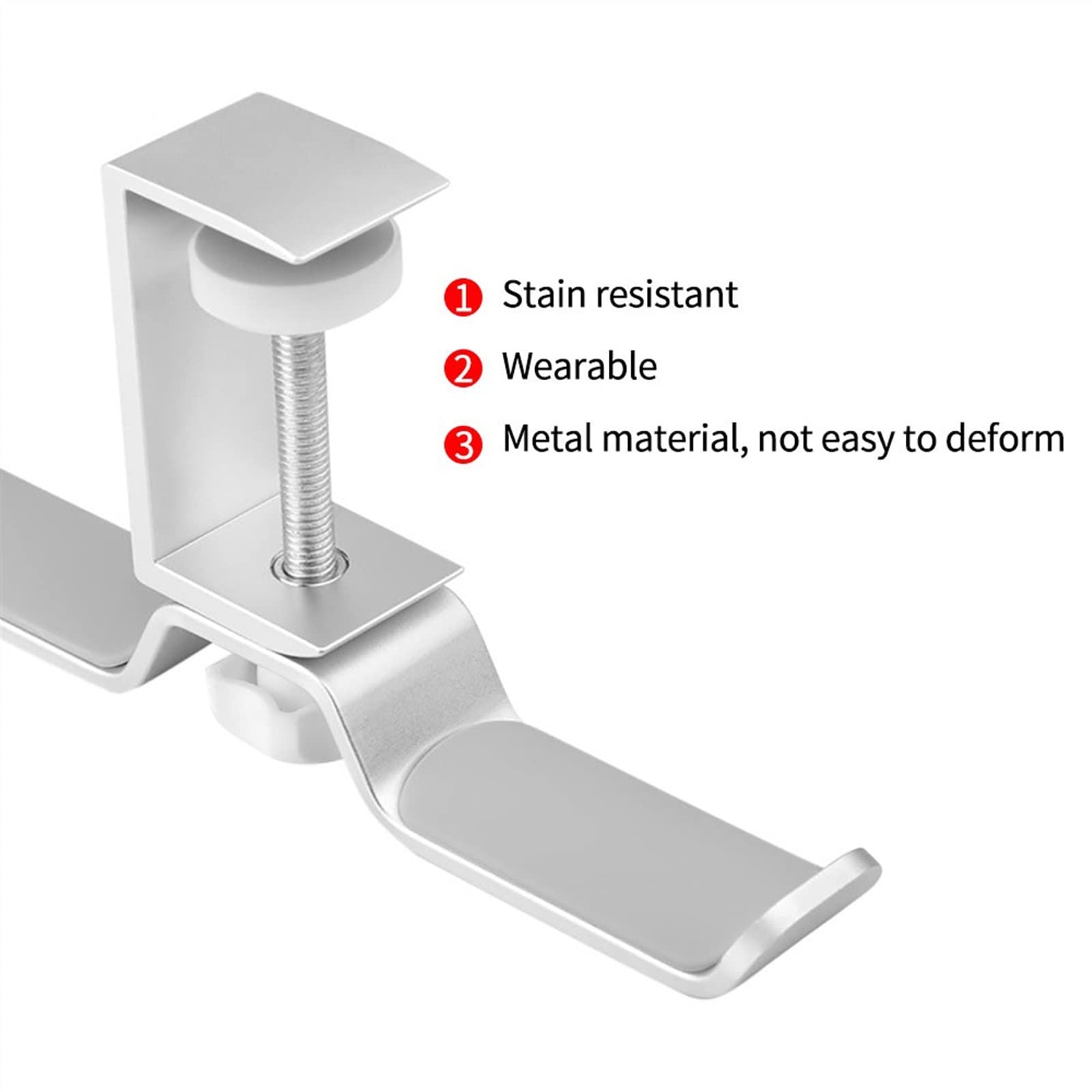 Supporto for Cuffie da Gioco for PC, Supporto for Doppio sotto la scrivania con Morsetto a Braccio Regolabile e Girevole, Organizer for Cavi Integrato(Silver)