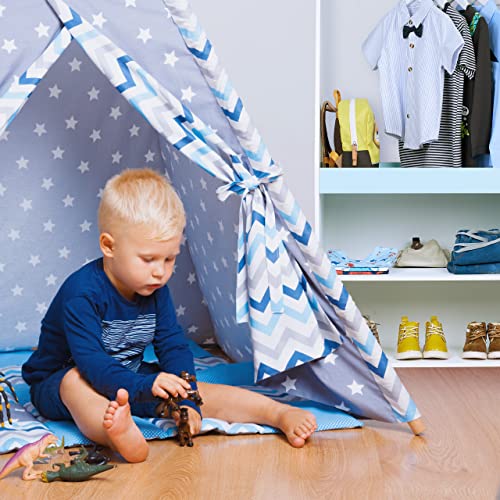 Relaxdays Kleiderständer Kinder, HxBxT: 120 x 60 x 40 cm, Kleiderstange, 3 Fächer, Garderobe Kinderzimmer, blau/weiß