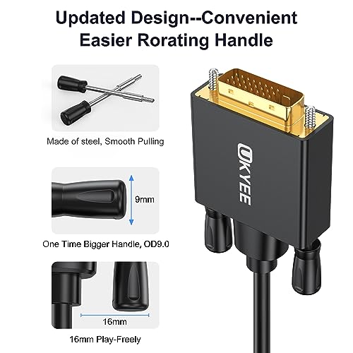 Image of Displayport to DVI Cable 6 Feet 2-Pack, UKYEE Display Port(DP) to DVI-d Male to Male Adapter Cable Compatible with PC, Laptop, HDTV, Projector, Monitor, More- Gold-Plated