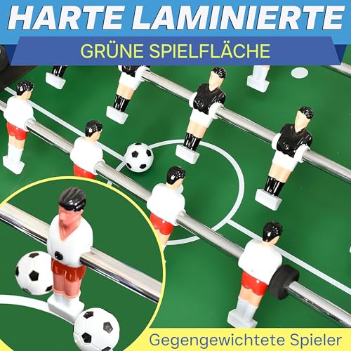 SereneLife Tischkicker Klappbar 110 cm – Kickertisch für Kinder & Erwachsene Stabiler MDF Tischfußball mit Stahlstangen & 4 Bällen – Platzsparend faltbar für Zuhause & Hobbyraum