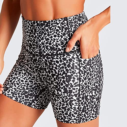 Iwemek Women Workout Sets 2 Piece Athletic Leopard Print High Waist Running Biker Shorts And Sports Bra Set Gym Clothes Tracksuits Leopard Black Medium #TOP2