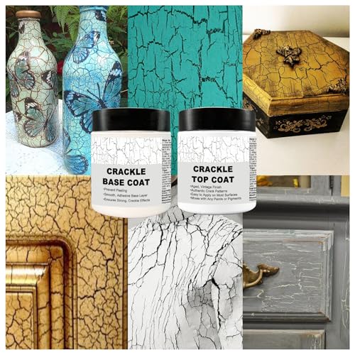 118g Crack Texture Paste and 118g Base Coat Acrylic Paint Cracking Paste for Hand-Painted Art Cracked Paint Effect Shaping Paste Crafting Supplies Handcrafted Art Artistic Texture