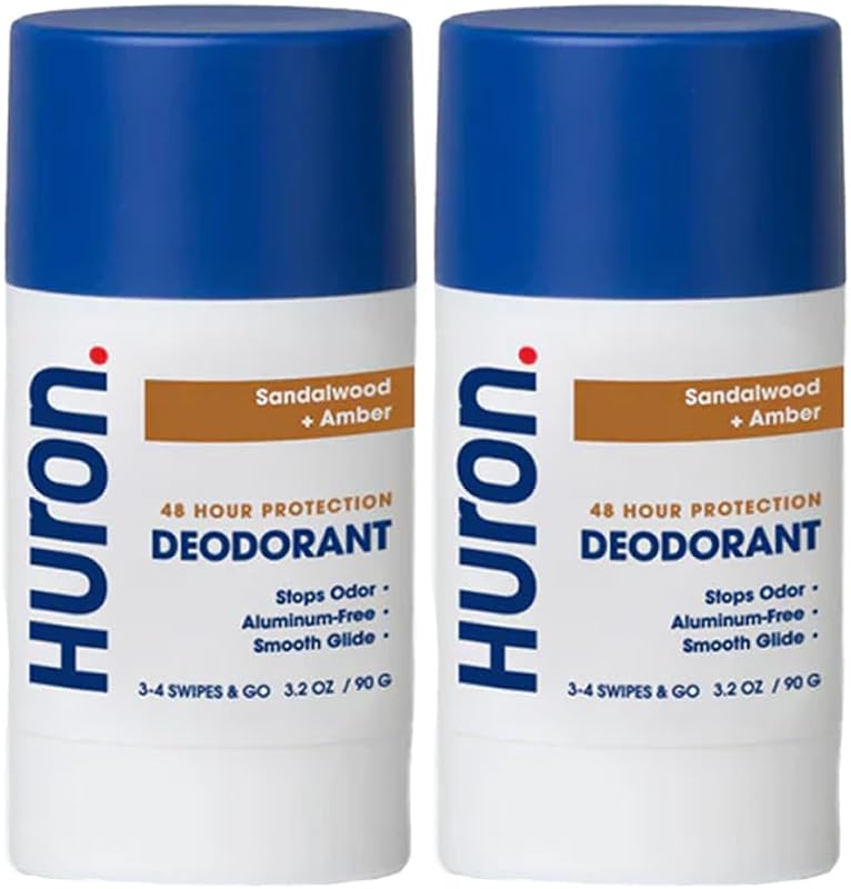 Desodorante Huron sem alumínio Sandalwood + Amber, pacote com 2, 81 g