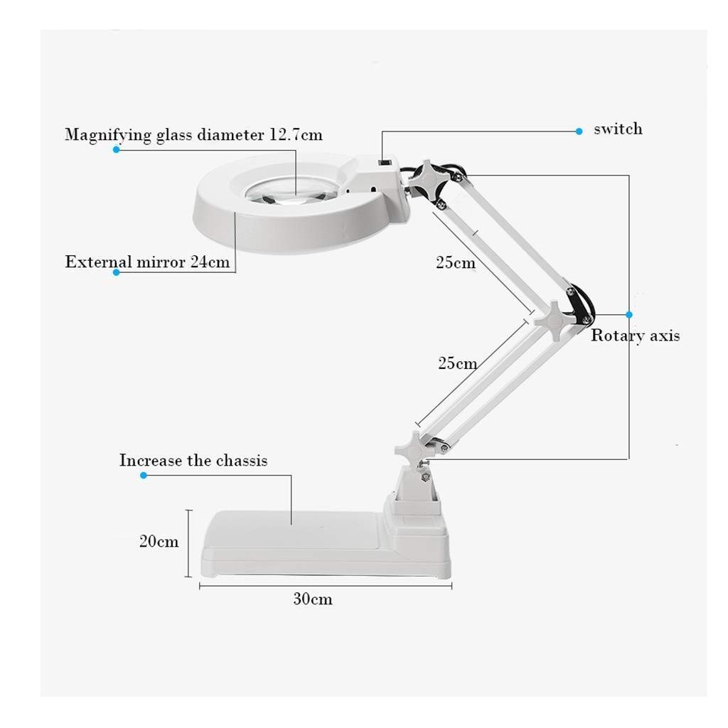 Lupa de Pantalla Lupa de Escritorio Lupa de sobremesa de Alta definición HD Stent de Acero Inoxidable con Lente óptica Ligera Lupa con luz LED
