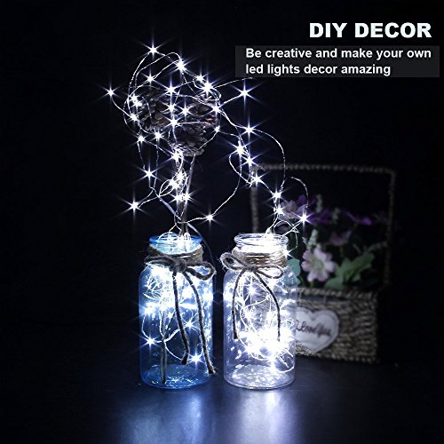 Cylapex 12 Pcs Fairy Lights Cool White 3.3Ft Silvery Copper Wire 20 Led String Lights Battery Powered, Starry String Lights Battery Operated Firefly Lights For Costume Diy Wedding Home Party Christmas #TOP2