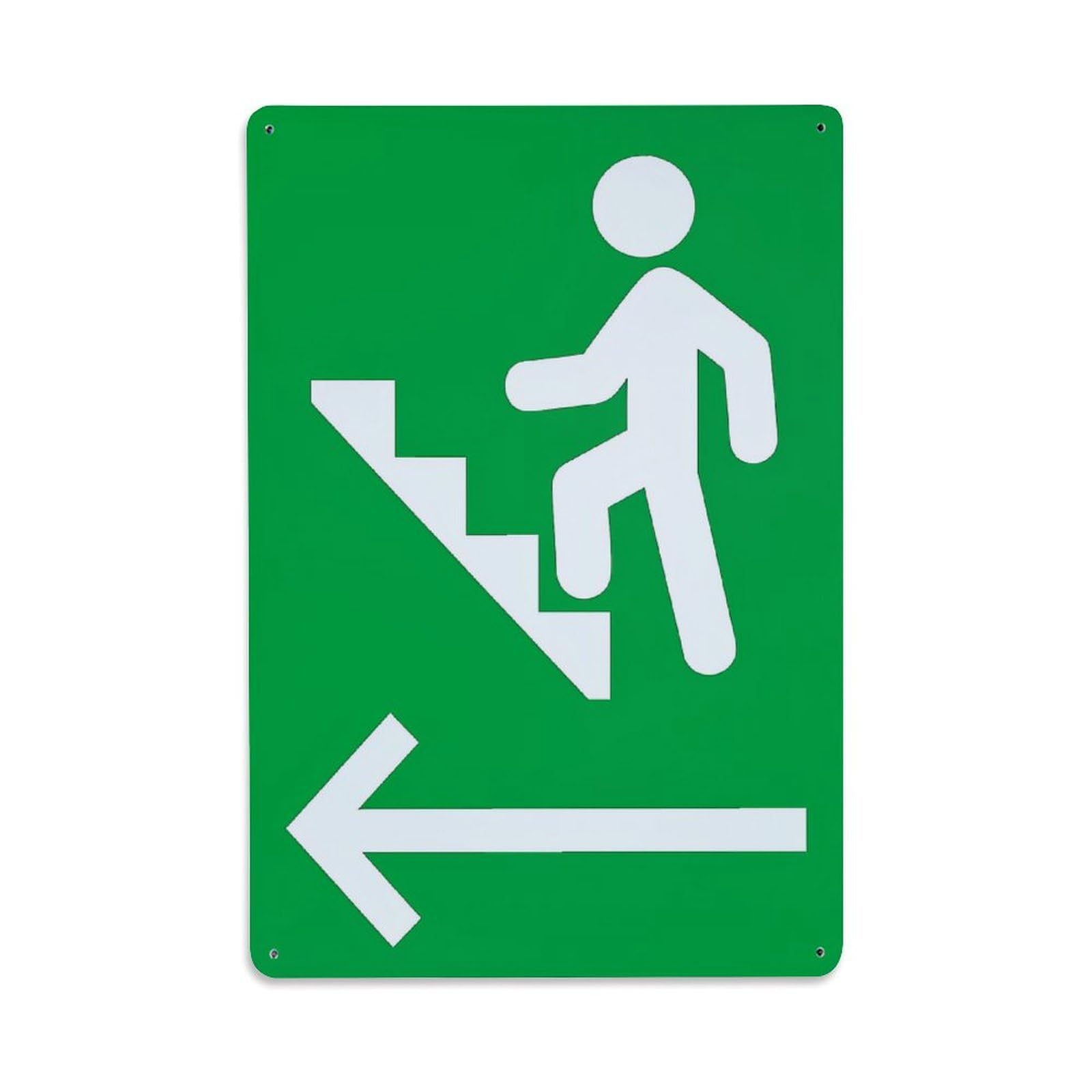 Jdfenggu Vintage Emergency Exit Stairs Left Arrow Sign Retro Metal Tin Sign, Metal Poster For Bar, Home, Man Cave, Kitchen, Laundry Room Art Decor 8X12 Inch