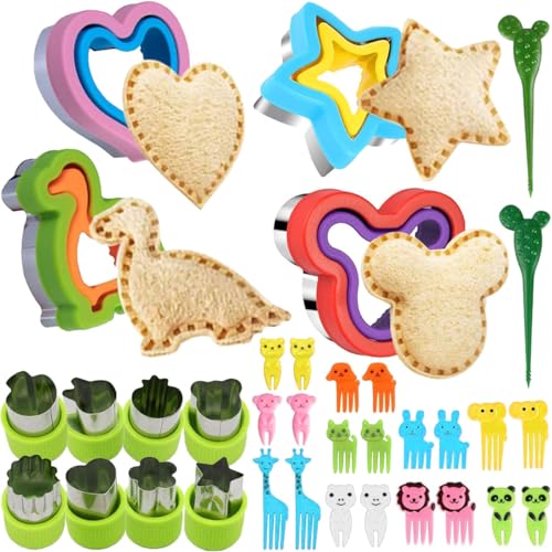 Moldes Galletas Cortadores Boccadillos para Niños, Moldes para Pan y Verduras   34 Piezas