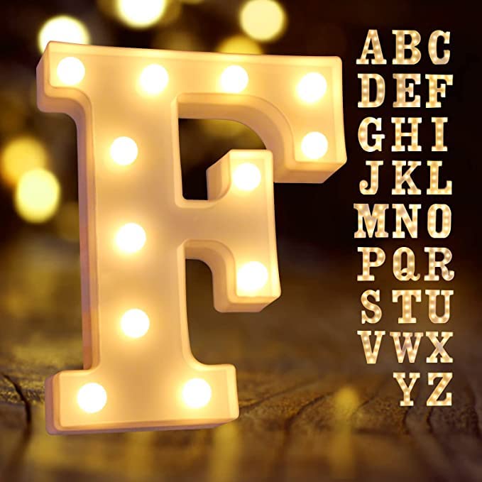 CURATED CART Premium LED 24 CM Alphabet Letters Light F Shape - Decorate Your Space with Stylish Marquee Letter Lights for Aesthetic Room Light Design, Kids Room Decor, Events and Parties (Warm White)