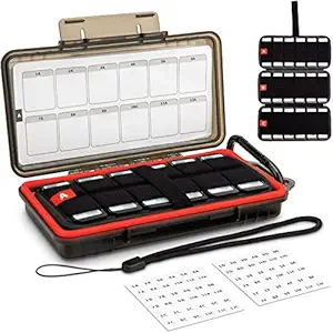 72 Slots Durable Memory Card Case Holder Organizer Keeper Water-Resistant Protector for SD SDHC SDXC Cfexpress Type A Camera Memory Card for Sony PSV PS Vita for Nintendo Switch Game Cards Storage