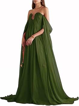 cape dress green Aesha Cape Dress In Ivy-Green – Rhea Costa main image 0